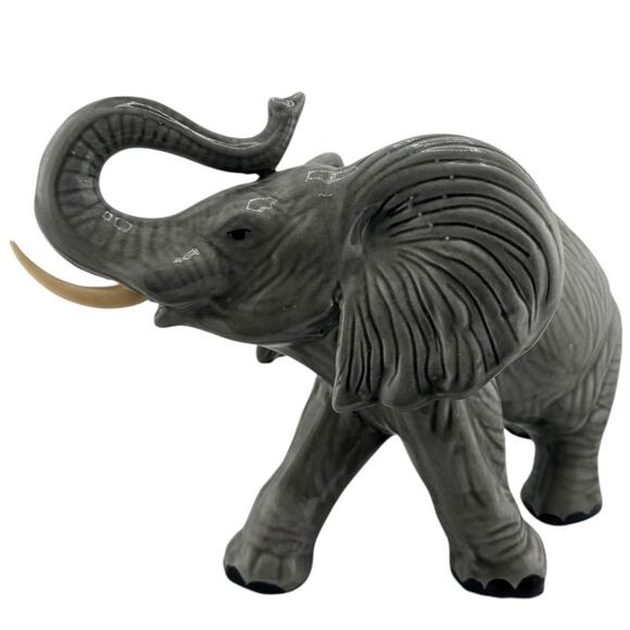 Vintage Mexican Pottery Elephant Trunk Up Ears Out Motion Sculpture - Picture 1 of 4